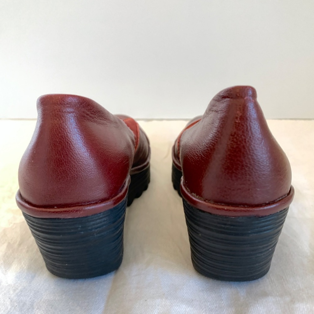 Fly London Burgundy Wedge Heels - Picture 6 of 13